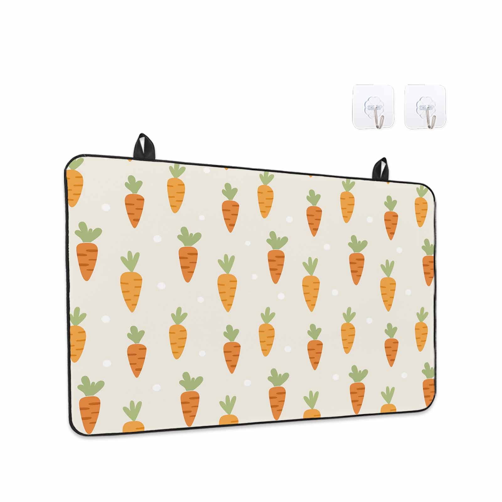 Carrots Stove Top Cover for Electric Stove, Heat-proof & Non Slip Glass Top Stove Cover Protector, Watercolor Easter Vegetables Beige Kitchen Flat Cooktop Rubber Mat 24x21 Inches