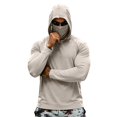 thumbnail image 2 of Domuza Mens Sun Protection Fishing Shirts Upf 50+ Long Sleeve Hoodie Tee Shirts New with Face Mask Uv Rash Guard Hiking Tops Light Gray XXL, 2 of 6