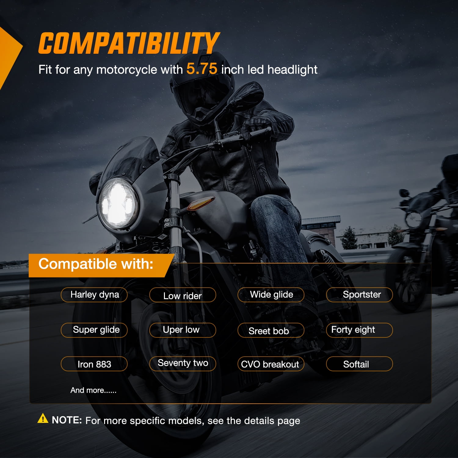 Nilight 5-3/4 5.75 Inch Motorcycles LED Headlight Compatible with Harley Davidson Sportster Iron 883 Dyna Street Bob Super Wide Glide Low Rider Night Rod Train Softail