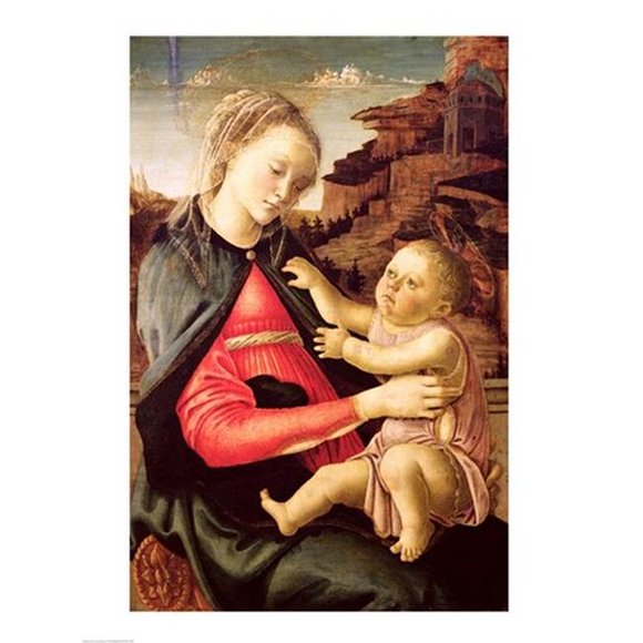 Posterazzi BALXIR227236 la Vierge & Enfant Madonna des Guidi de Faenza c.1465-70 Affiche Imprimée par Sandro Botticelli - 18 x 24 Po.