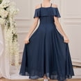 thumbnail image 6 of ZHOGXU Kids Elegant Solid Color Dresses For Girls Flutter Sleeve Halter Neck Ruffled Formal Gown Birthday Party Outfit, 6 of 9