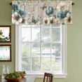 thumbnail image 3 of 2 Pack Valances for Window, Teal Tulip Butterfly Short Curtains for Kitchen Bedroom Living Room, Beige Turquoise Floral Vintage Rustic Rod Pocket Small Window Treatment Valance Drapes 54 x 18 Inch, 3 of 8