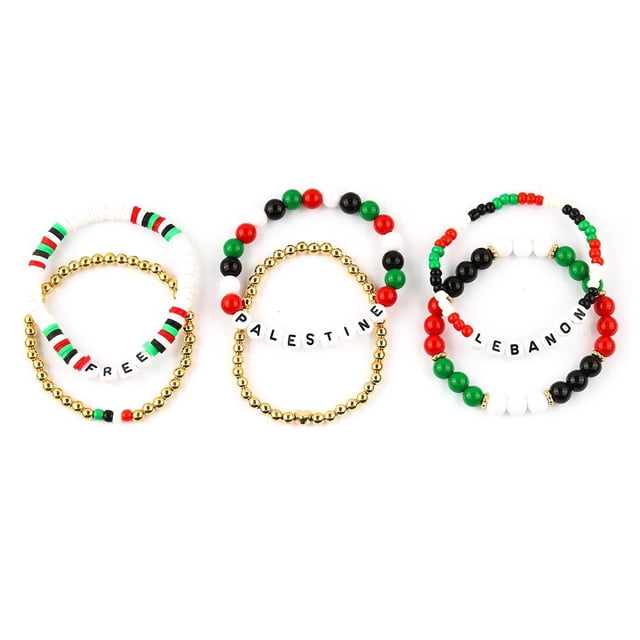 TQEHS Pulseras con colores de la bandera del Líbano, Palestina y Líbano, pulsera con la bandera nacional | A5D8