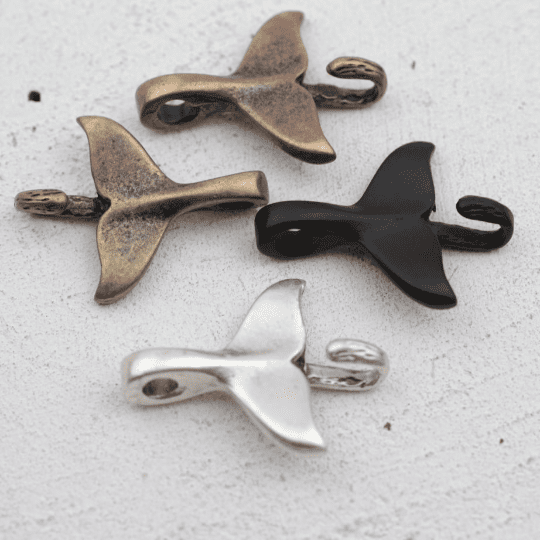 40mm x 16mm - Lot of 2 pieces Siver Color Lead Free Pewter Fish Pendant Charm Double Sided