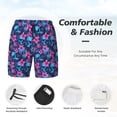 thumbnail image 2 of Kdxio Blue Skull Flower Print Men's Swim Trunks with Compression Liner 7 Inch Inseam Quick Dry Swim Shorts, 2 of 5