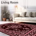 thumbnail image 2 of ODIKA 5'x7' Machine Washable Non-Slip Area Rug, Luxurious Medallion Swirl Trellis Vintage Distressed High Traffic Rug with Pad, Pink, 616786, 2 of 8