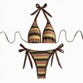 thumbnail image 4 of KPOPLK Bathing Suits for Women 2 Piece Bikini Set Color Block Print High Waisted Swimsuit Summer Swimwear(M,Coffee), 4 of 9