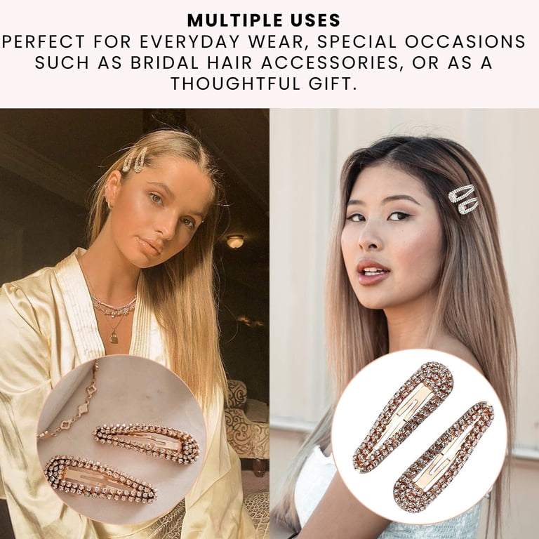 Kitsch Small Crystal Rhinestone Snap Clips - Bling Barrette 