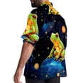 thumbnail image 3 of Starry Sky Frog Men's Short Sleeve Poplin Button Down Shirts - Casual Printed Summer Beach Tops for Men, 3 of 6