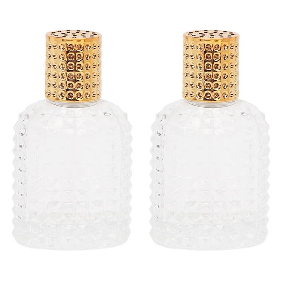 Xirurus 2‑Pack Refillable 50ml Glass Perfume Atomizer Bottles – Clear, Leak‑Proof, Travel‑Ready Spray Bottles with Grid Window, Ideal for Perfume, Aftershave & Makeup Remover