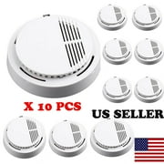 10pcs Fire Smoke Sensor Detector Alarm Tester Home Security System Cordless