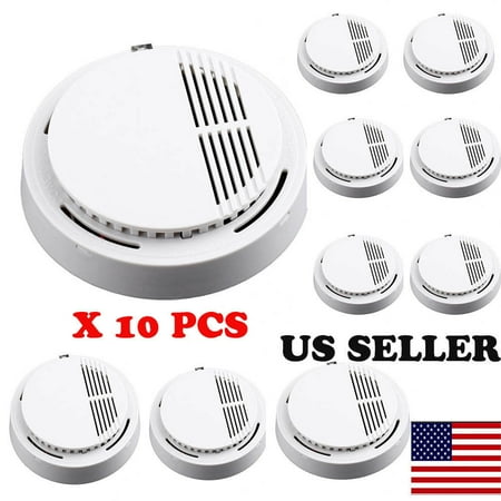 10pcs Fire Smoke Sensor Detector Alarm Tester Home Security System Cordless