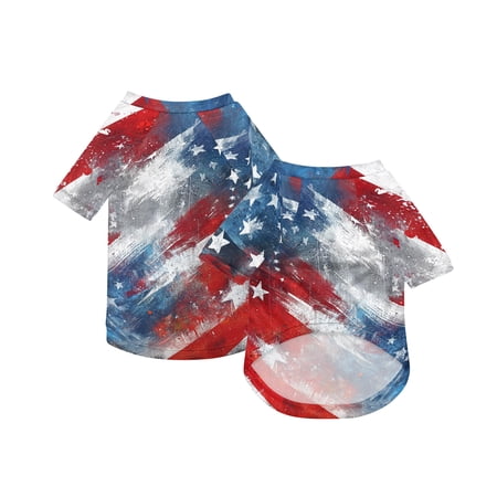 Small Dog Clothes Summer Dog Shirt Patriotic American Flag Pet Outfit for Small Medium Large Dogs 4Th of July Apparel