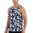 thumbnail image 2 of Gukieu White Leaves Print Men's Quick Dry Fitness Vest, Round Neck Sleeveless Fitness Bodybuilding Top-Small, 2 of 7