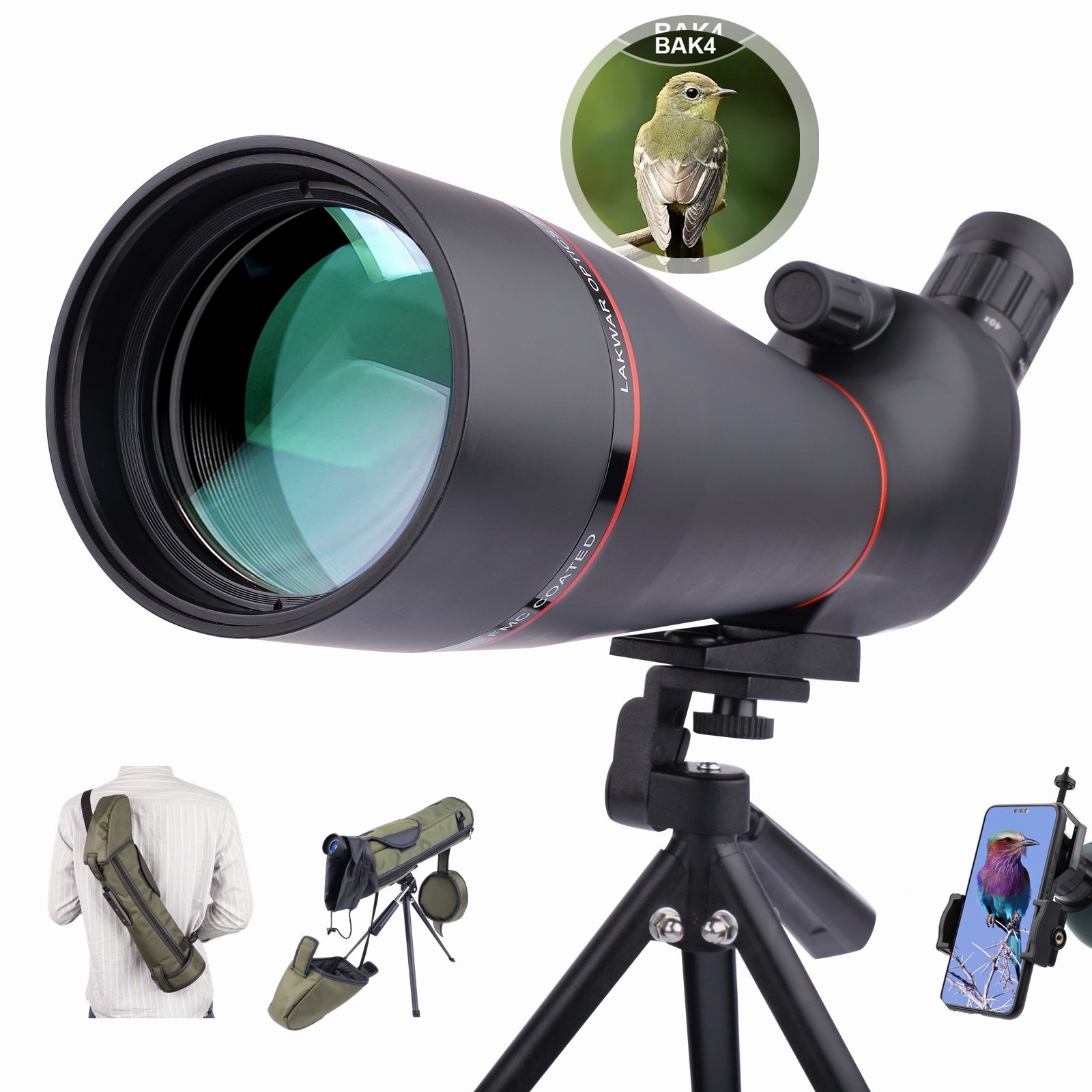 Gosky 2060x60 HD Spotting Scope with Tripod, Carrying Bag and Scope