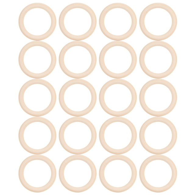 20 anillos de dentición de madera natural para bebés, joyería artesanal, colgante circular, accesorio para hacer manualidades, 70 mm