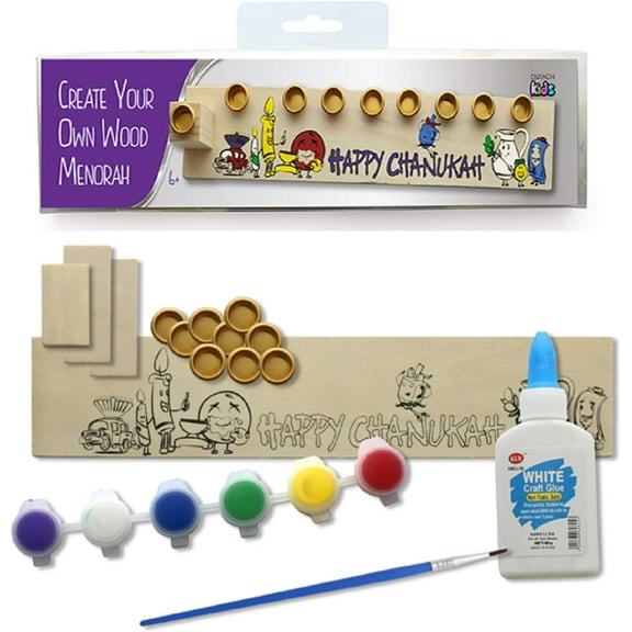 Make Your Own Hanukkah Menorah. Children's Wooden DIY Chanukah Gift for Kids.