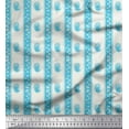 thumbnail image 1 of Soimoi Blue Silk Fabric Leaves & Owl Stripe Print Sewing Fabric BTY 42 Inch Wide, 1 of 3