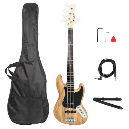 Glarry Electric 5 String Bass Guitar for Student, Natural
