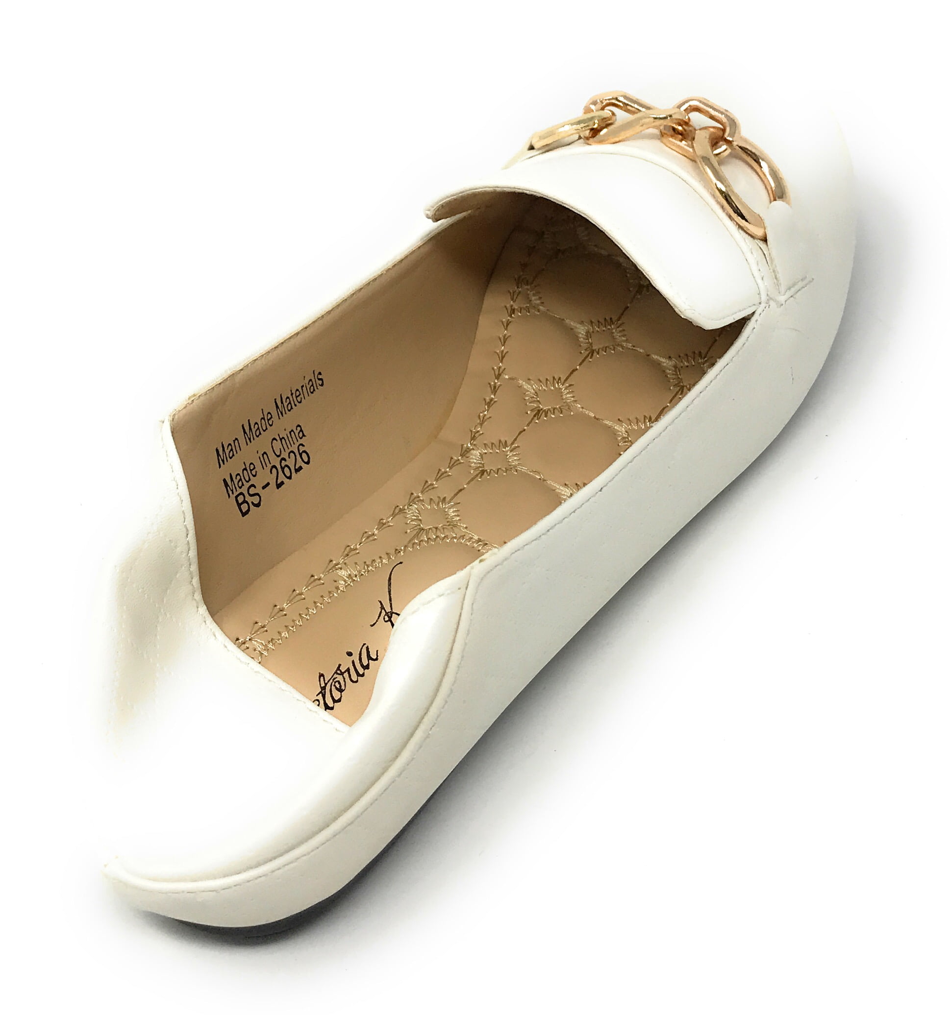 Victoria K Women's Foldover Quilted Gold Chain Ballerina Flats