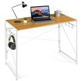 thumbnail image 1 of Gymax Folding Computer Desk Writing Study Desk Home Office w/ 6 Hooks Natural, 1 of 10