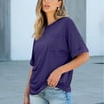 thumbnail image 3 of Womens Oversized T Shirts, Short Sleeve Shirts for Women Summer Casual Loose Fit Solid Color Crewneck Tees with Pockets, 3 of 6