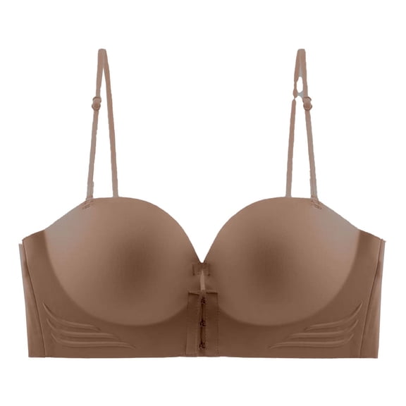 YUGYXL Women's Strapless Bras Front Closure Padded Underwire Push Up Bra Coffee XL