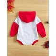 thumbnail image 3 of Bagilaanoe Newborn Baby Girl Boy Christmas Hooded Romper Sweatshirt Long Sleeve Bodysuit Letter/Stripe/Santa Claus Print Pullover 3M 6M 12M 18M Infant Casual Tee Tops, 3 of 8