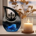 thumbnail image 3 of MUKTIVE Blue Lion Combo Sets Funeral Urns for Human Ashes Adult Man, Cremation Urn for Human Ashes Adult Female, Memorial Decorative (1 Large 10 ", 4 Keepsake 3 "), 3 of 7