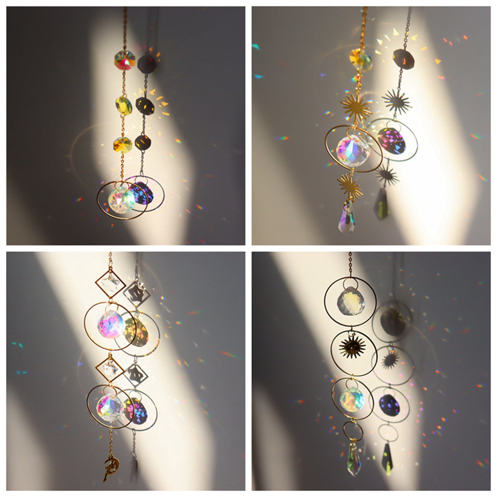 SJENERT 7 PCS Window Hanging Crystal Suncatcher Beads Chain Sphere  Chandelier Lamps Light Pendant Curtain Wedding Decoration Gift(Multicolor)