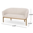 thumbnail image 4 of Beige Fabric Loveseat Sofa, Modern Channel Tufted Back Small Couch with Wood Legs for Living Room Bedroom, 4 of 10