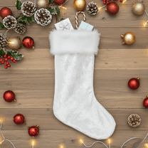 PMU Christmas Velvet Plush 1 Pc White Stocking