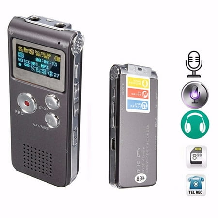 M.way Professional 8GB Digital Voice Activated 650Hr Audio Sound Voice Telephone Recorder Dictaphone MP3 Player 3D Sound Meeting with Earphone