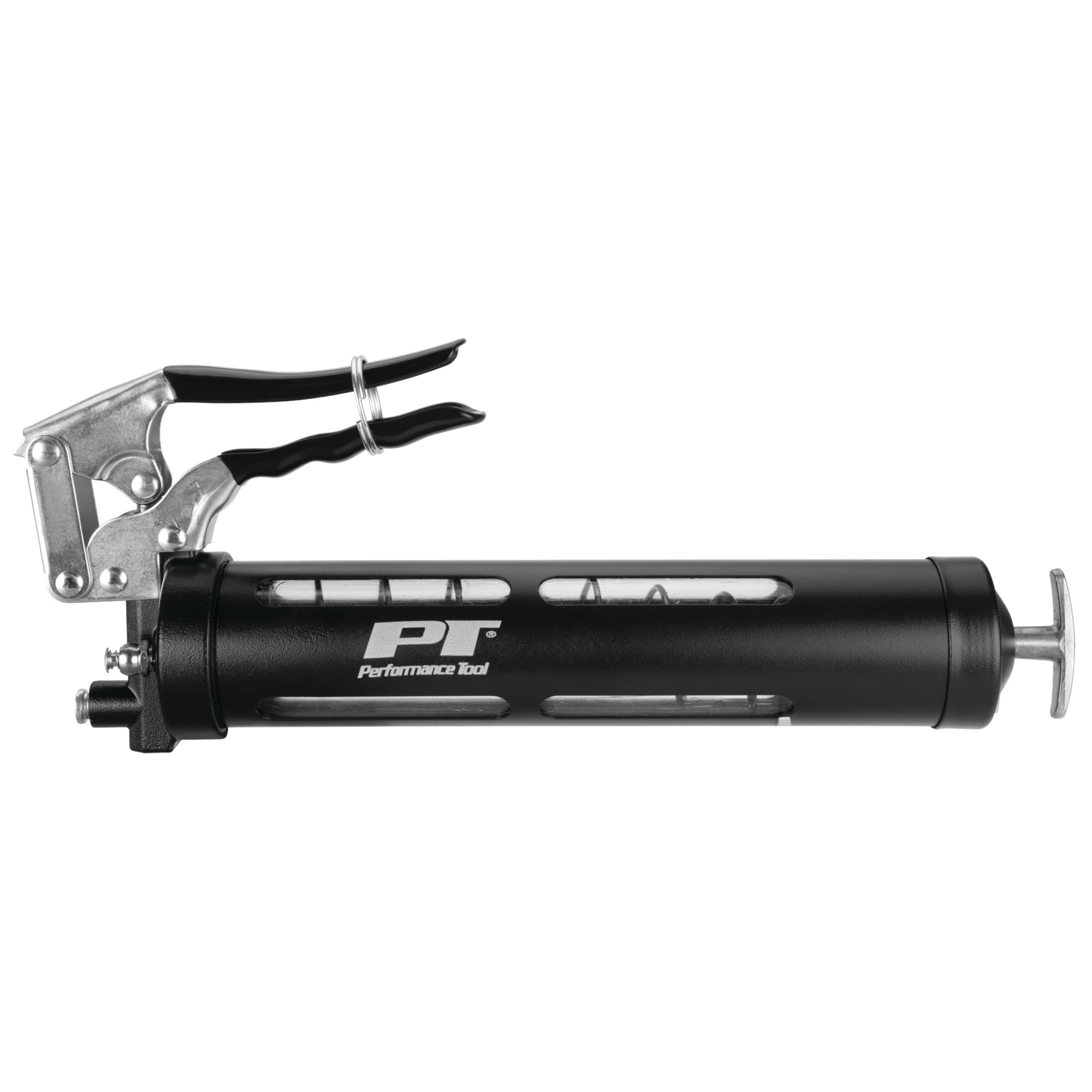 Performance Tool W54294 Clear View Pistol Action Manual Grease Gun with 12-Inch Wipe Hose and Coupler