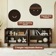 thumbnail image 6 of LKTART 63" Walnut Solid Wood Sideboard with Storage, Kitchen Buffet Cabinet Credenza Accent Console Table for Dining Living Room, Roman Legs Ash Veneer Dovetail Door Trim, 6 of 8