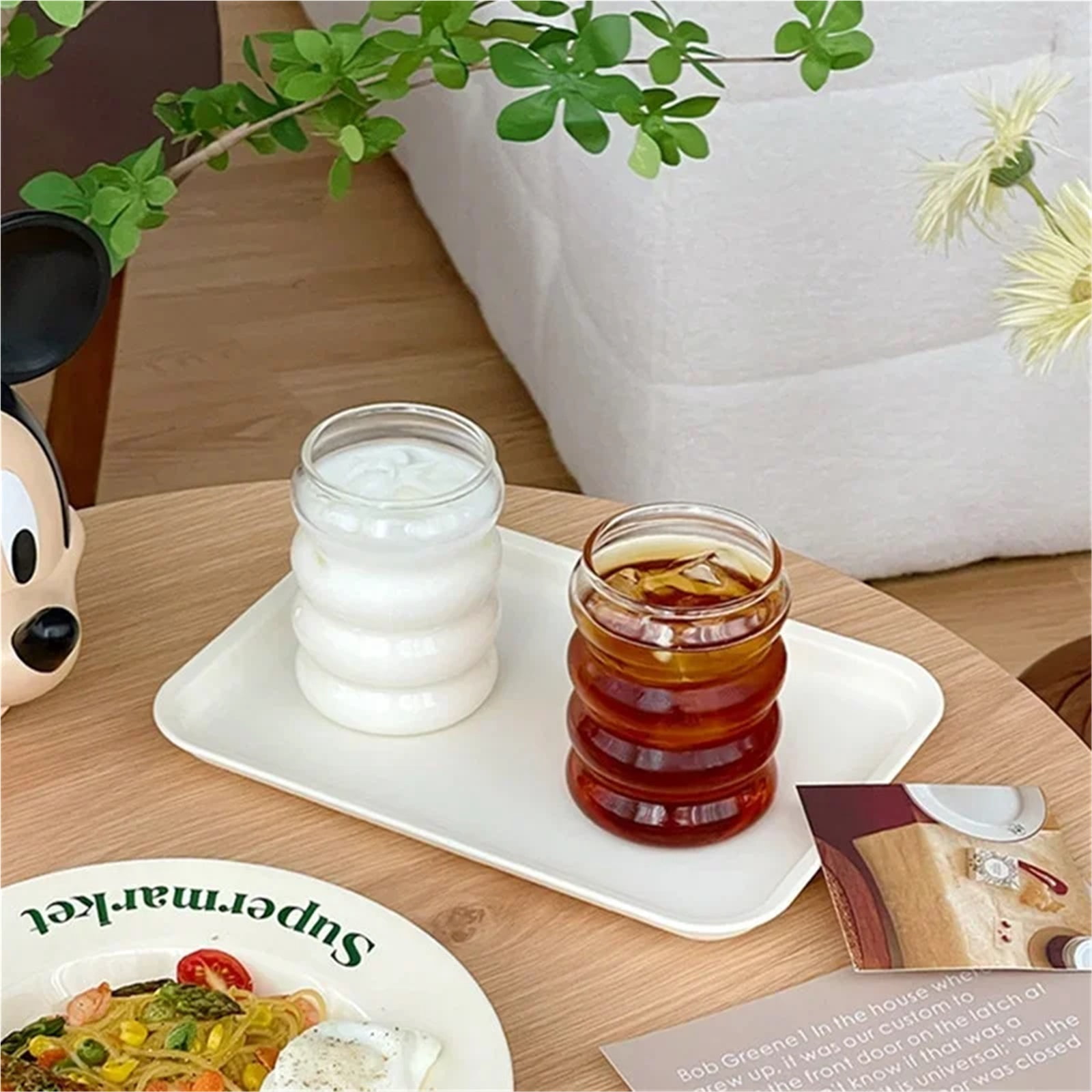 Espresso cup 350ML Glass Cup Transparent Heat-resistant Caterpillar Shape Coffee Mug Drinking Glasses