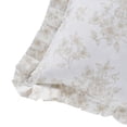 thumbnail image 4 of My Texas House Decorative Pillow, Floral Toile with Pleated Trim, White/Beige, 18 in x 18 in, 4 of 5