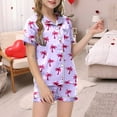 thumbnail image 2 of Pyjama en Satin Imprimé Manches Courtes Enfants Ensemble Pyjama Boutonné Ensemble Pyjama Classique Filles Pyjama Garçons Filles Mode, 2 of 5