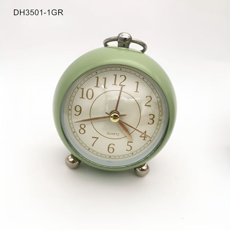 DESIGNICE Vintage Small Alarm Clock with Night Light,Silent Quartz Movement,Non