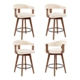 thumbnail image 4 of Joyyskill Swivel Bar Stools Set of 4, 26” Wood Counter Height Barstools with Curved Back, Mid Century Modern Chenille Upholstered Bar Chairs, Brown/Beige, 4 of 7