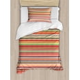 thumbnail image 1 of Abstract Duvet Cover Set, Vivid Horizontal Colorful Striped Lines Background Rainbow Bars Display, Decorative 2 Piece Bedding Set with 1 Pillow Shams, Twin Size, Multicolor, by Ambesonne, 1 of 3