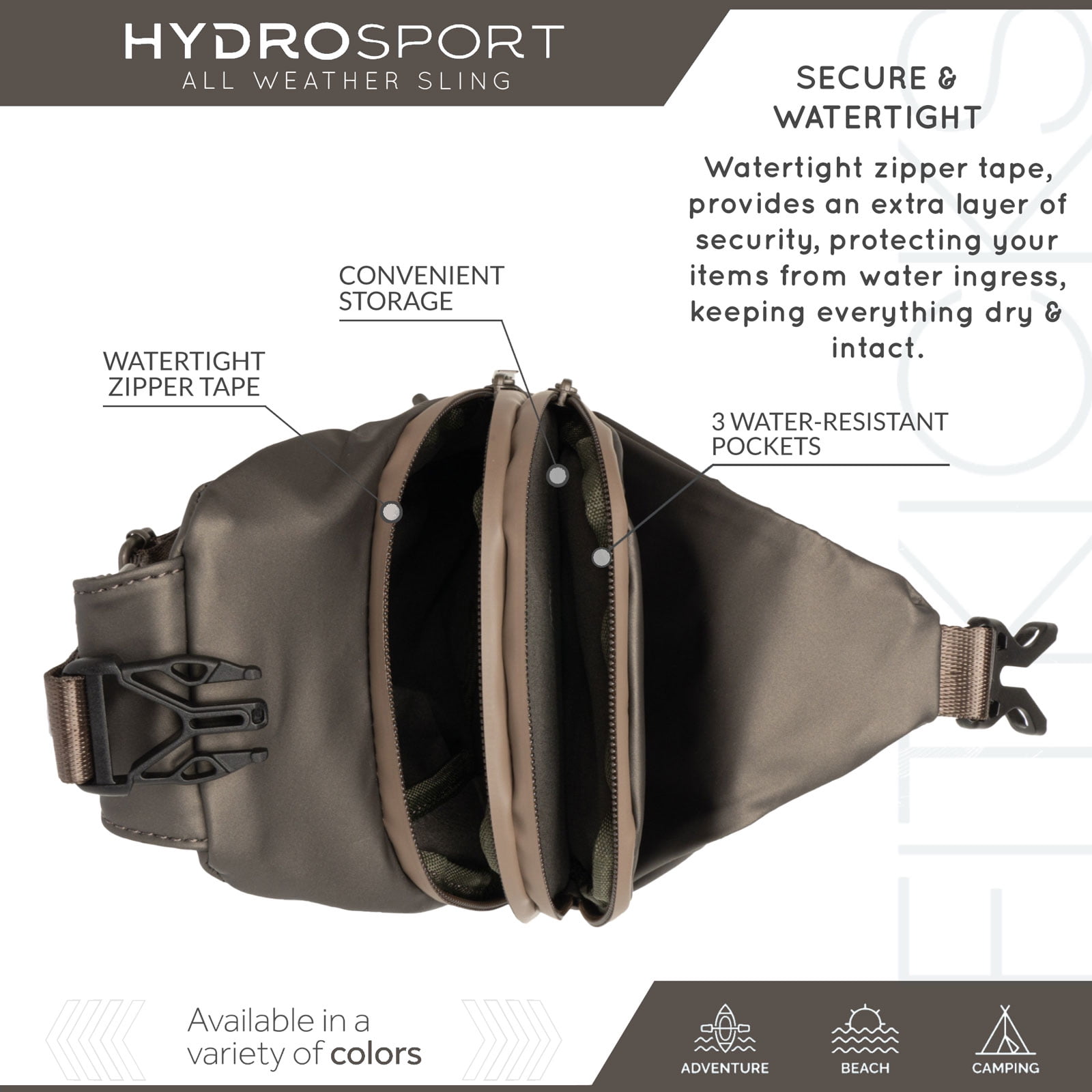 FITKICKS Hydrosport All Weather Sling Bag Crossbody Travel Hiking Chest Bag, Army (Unisex)