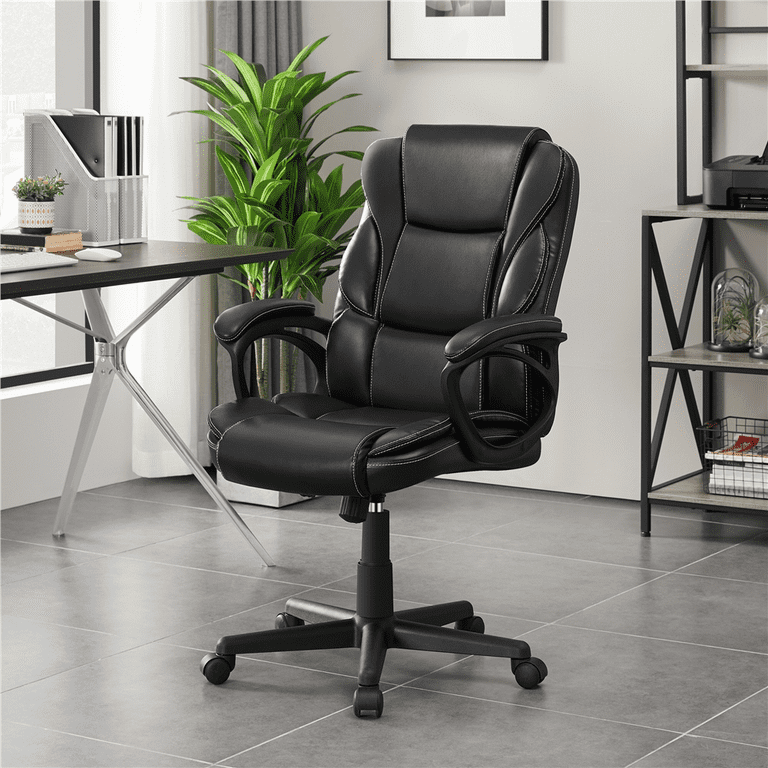 Black upholstered sale office chair