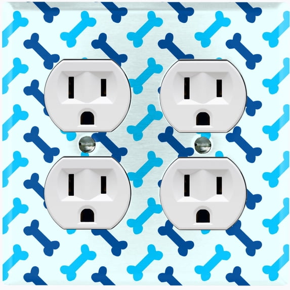 Metal Light Switch Plate Cover Dog Bone Treats Sky Blue DOG027