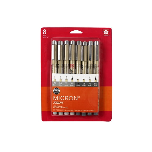 PIGMA PEN 8PC SET GRAYS