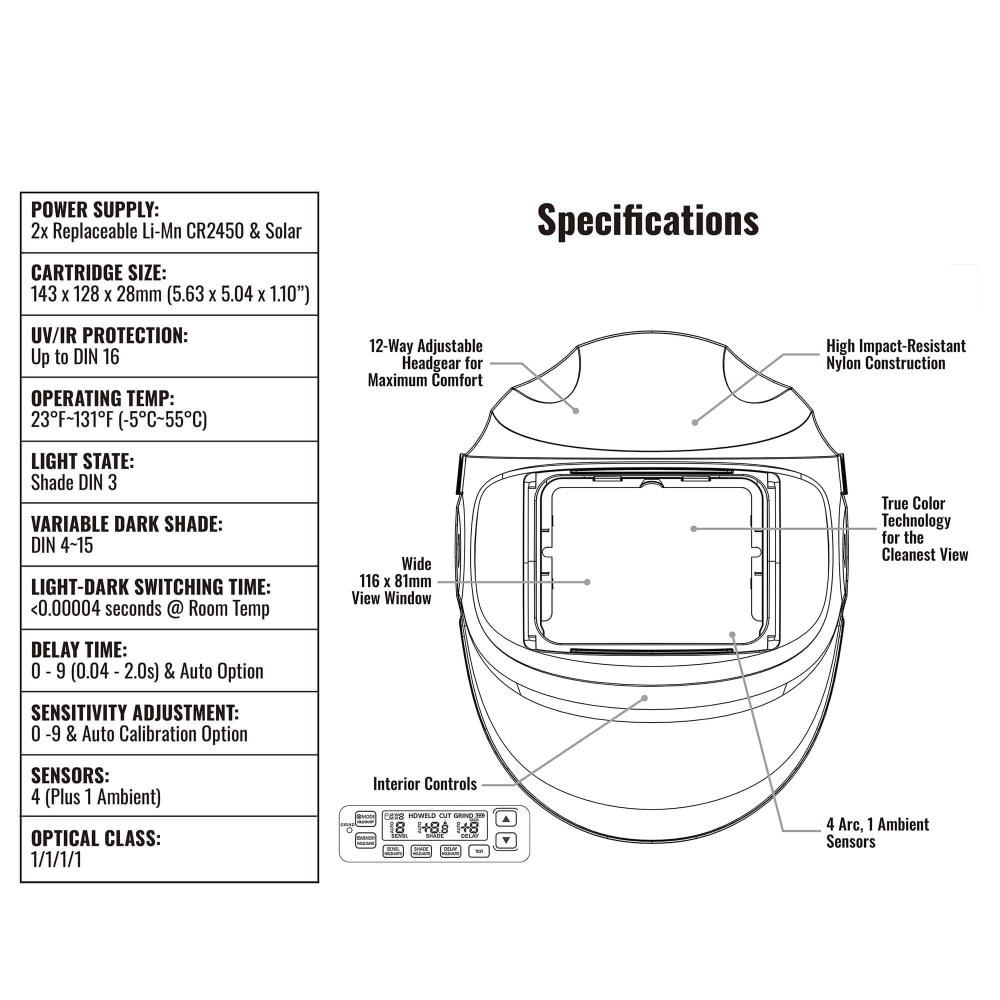 Eastwood W9400 Wide View MIG TIG Weld Welding Helmet