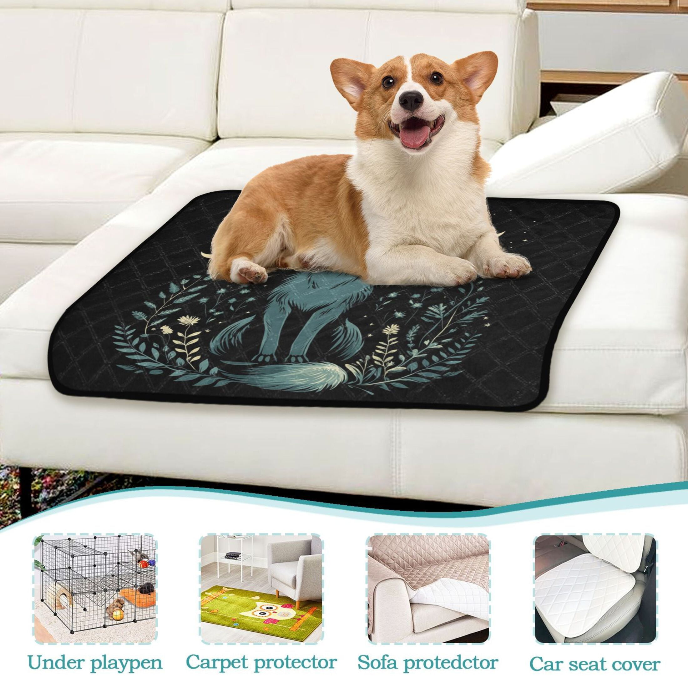 Qxltty The Moon Fox Cat litter Pads Pet Set of 3 Diaper Mats Center Anti-leakage Layer Absorbent Soft and Comfortable