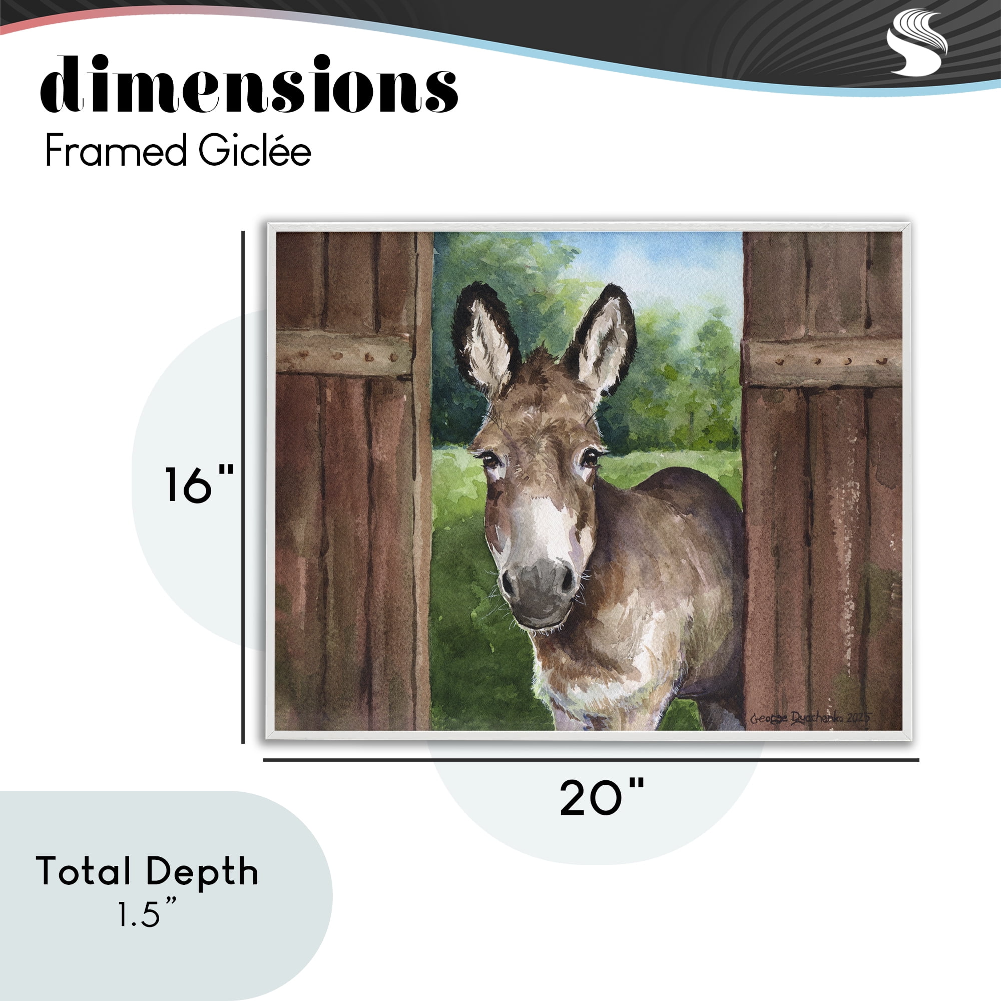Stupell Industries Donkey in Wooden Gate White Framed Giclee Art, design by George Dyachenko