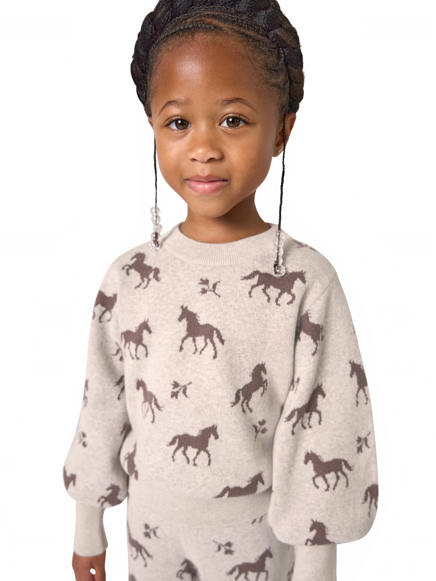Modern Moments by Gerber Toddler Girl Jacquard Sweater and Wide Leg Pant Set, 2-Piece, Sizes 12 Months - 5T