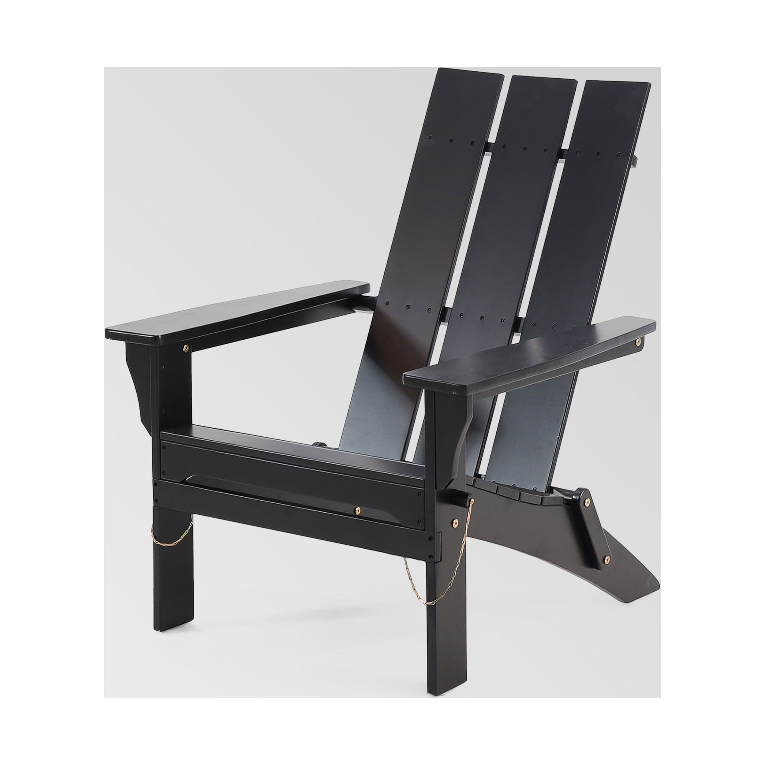 KUIKUI Outdoor Classic Pure Black Solid Wood Adirondack Chair Garden Lounge Chair Foldable - image 4 of 7
